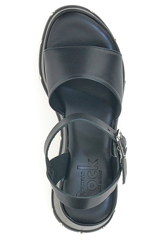 Sandali Neri In Vera Pelle con Platform Alto PITTARELLO ROCK 15777/Z