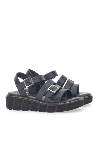 Schwarze Ledersandalen Made in Italy Pittarello Rock 5836/P