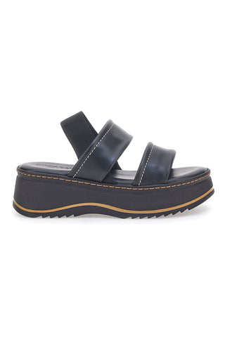 Sandali Neri in Pelle con Platform e Elastico Posteriore PITTARELLO 54874