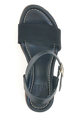 Schwarze Sandalen mit Plateau in Holzoptik und Obermaterial aus Leder PITTARELLO LOVE 5906/P