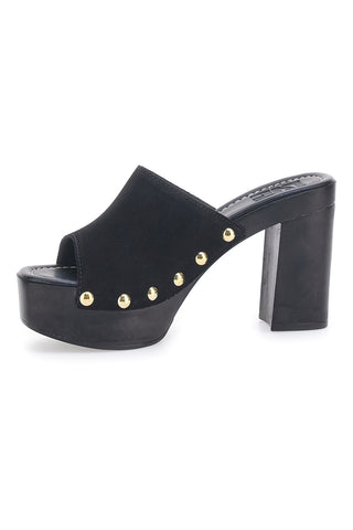 Schwarze Pantoletten-Hausschuhe mit Nieten von PITT. LOVE 35011/SC