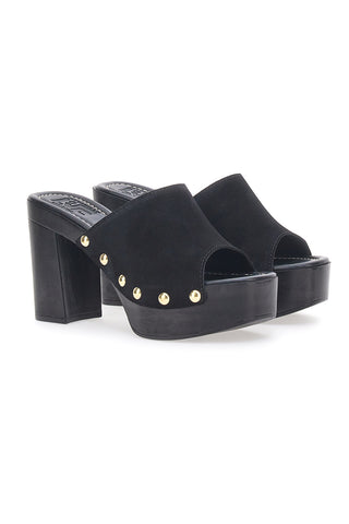 Schwarze Pantoletten-Hausschuhe mit Nieten von PITT. LOVE 35011/SC
