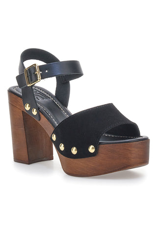 Sandali Neri con Tacco Alto Effetto Legno PITTARELLO LOVE 35021