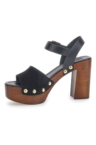 Sandali Neri con Tacco Alto Effetto Legno PITTARELLO LOVE 35021