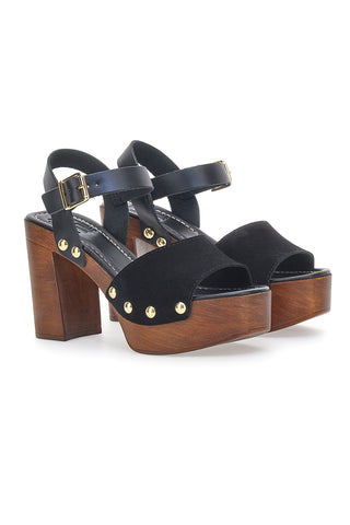 Sandali Neri con Tacco Alto Effetto Legno PITTARELLO LOVE 35021