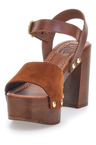 Sandali Marroni con Borchie e Tacco Alto Effetto Legno PITTARELLO LOVE 35021