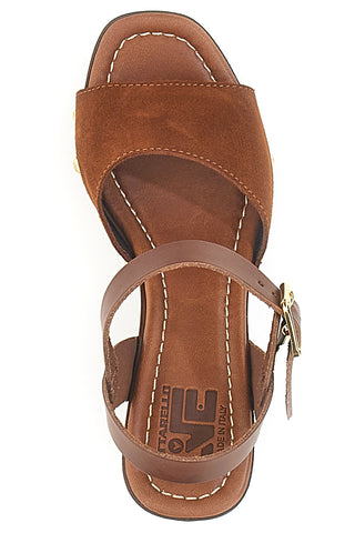 Sandali Marroni con Borchie e Tacco Alto Effetto Legno PITTARELLO LOVE 35021