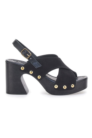Sandali Neri con Tomaia in Pelle e Tacco a Coda PITTARELLO LOVE 5850