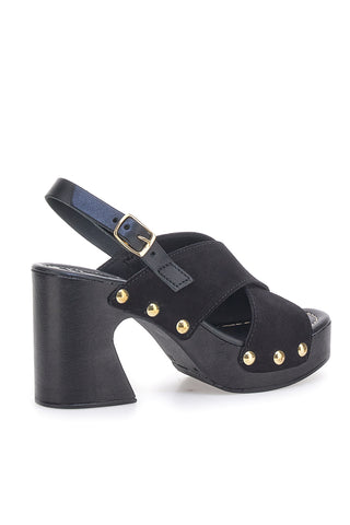 Sandali Neri con Tomaia in Pelle e Tacco a Coda PITTARELLO LOVE 5850