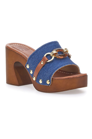 Jeans-Leder-Clogs Made in Italy Pittarello 25495/J