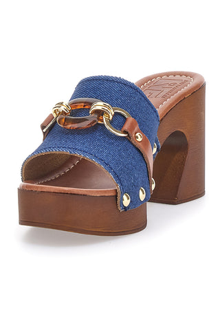 Jeans-Leder-Clogs Made in Italy Pittarello 25495/J