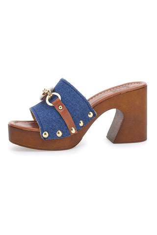 Jeans-Leder-Clogs Made in Italy Pittarello 25495/J