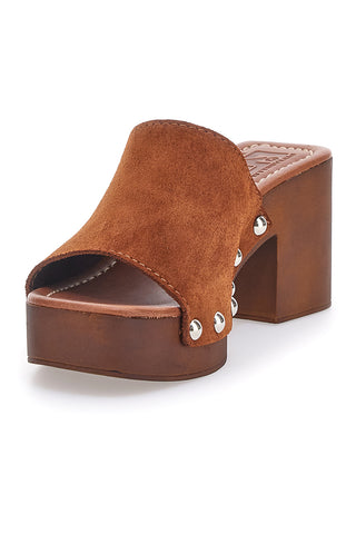 Braune Clogs aus echtem Leder mit Absatz in Holzoptik PITTARELLO LOVE 4850