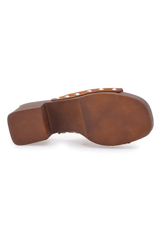 Braune Clogs aus echtem Leder mit Absatz in Holzoptik PITTARELLO LOVE 4850