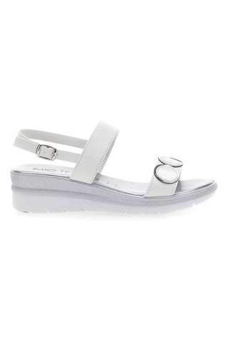 Weiße und silberne Plateausandalen Mio Tempo 2482