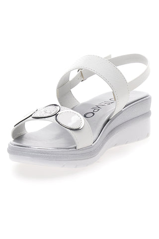 Weiße und silberne Plateausandalen Mio Tempo 2482