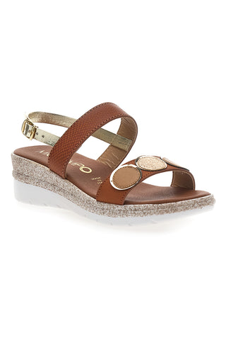 Braune Sandalen mit goldenen Details My Time 2482