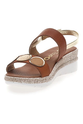Braune Sandalen mit goldenen Details My Time 2482
