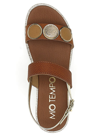 Braune Sandalen mit goldenen Details My Time 2482