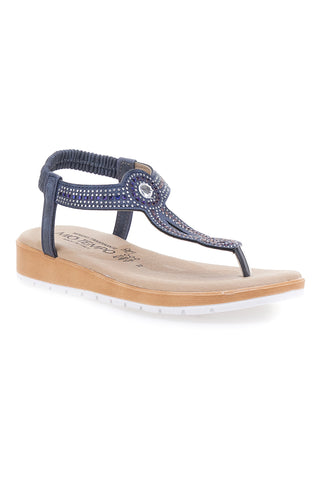 Blaue Flip-Flop-Sandalen mit Strasssteinen MIO TEMPO LR253421