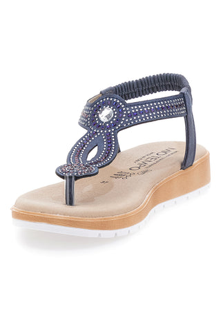 Blaue Flip-Flop-Sandalen mit Strasssteinen MIO TEMPO LR253421