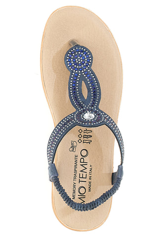 Blaue Flip-Flop-Sandalen mit Strasssteinen MIO TEMPO LR253421