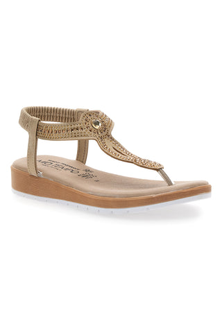 Sandali infradito oro con decorazioni gioiello Mio Tempo LR253421