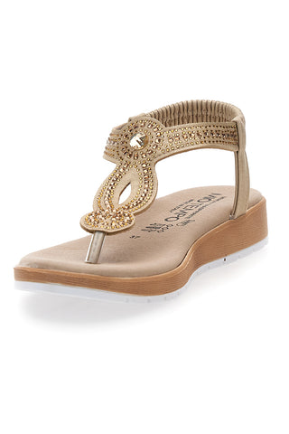 Sandali infradito oro con decorazioni gioiello Mio Tempo LR253421