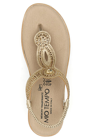 Sandali infradito oro con decorazioni gioiello Mio Tempo LR253421