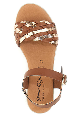 Sandali Marroni con Platform e Tomaia Intrecciata PRIMA RIGA 4