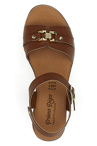 Sandali Marroni con Fibbia Dorata e Suola Bianca PRIMA RIGA 6