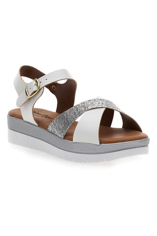 Sandali Bianchi e Argento con Fasce Incrociate PRIMA RIGA 8