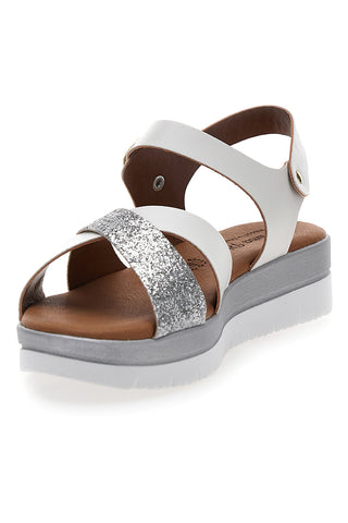 Sandali Bianchi e Argento con Fasce Incrociate PRIMA RIGA 8