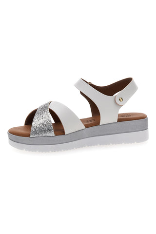Sandali Bianchi e Argento con Fasce Incrociate PRIMA RIGA 8