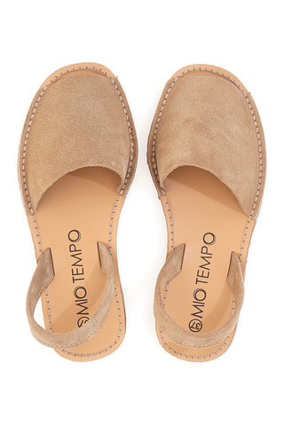 Sandali beige stile menorquina in tessuto Mio Tempo 35