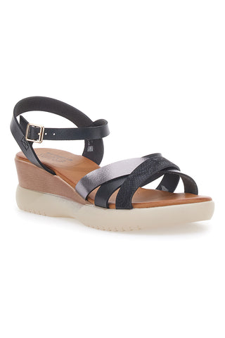 Sandali con zeppa bassa e fasce nere incrociate PITTARELLO SUN FW10172
