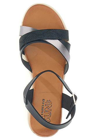 Sandali con zeppa bassa e fasce nere incrociate PITTARELLO SUN FW10172