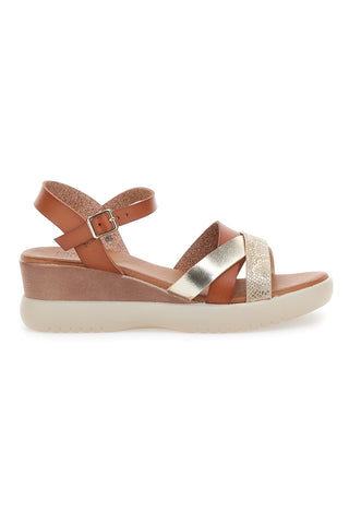 Sandali marroni con zeppa bassa e fasce incrociate PITTARELLO SUN FW10172