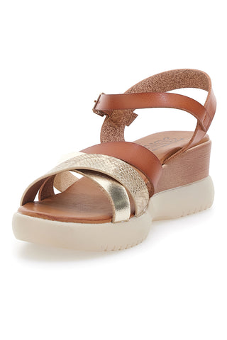 Sandali marroni con zeppa bassa e fasce incrociate PITTARELLO SUN FW10172