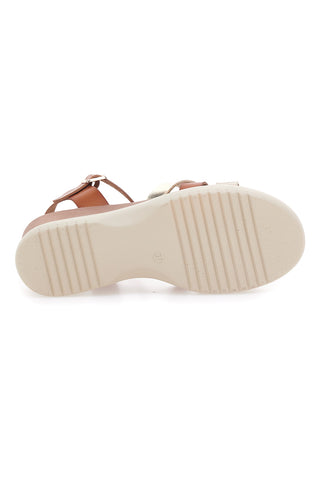 Sandali marroni con zeppa bassa e fasce incrociate PITTARELLO SUN FW10172