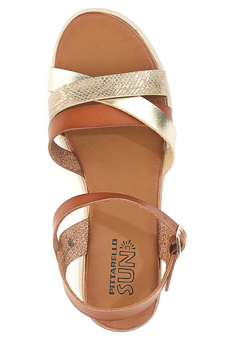 Sandali marroni con zeppa bassa e fasce incrociate PITTARELLO SUN FW10172