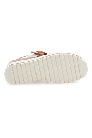 Hautfarbene Sandalen mit weißem Kontrastkeil PICTARELLO SUN BR1962