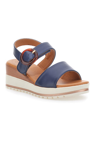 Sandali Navy con Zeppa Bianca a Contrasto PITTARELLO SUN BR1962