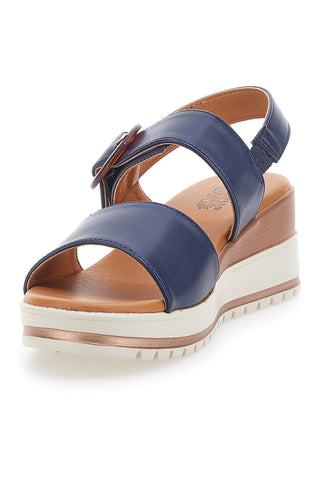 Sandali Navy con Zeppa Bianca a Contrasto PITTARELLO SUN BR1962