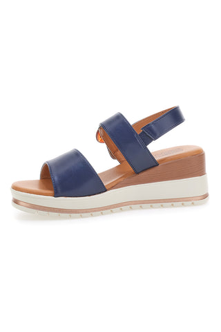 Sandali Navy con Zeppa Bianca a Contrasto PITTARELLO SUN BR1962