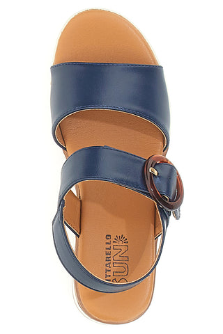 Sandali Navy con Zeppa Bianca a Contrasto PITTARELLO SUN BR1962