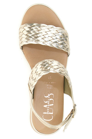 Sandali beige con intrecci brillanti e zeppa bassa Pittarello Class 12277