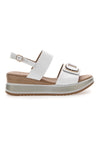 Weiße Sandalen mit Keilabsatz und dekorativer Schnalle Pittarello Class 19235