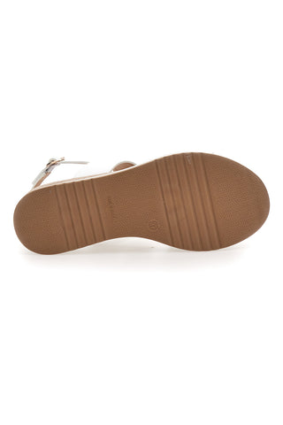Weiße Sandalen mit Keilabsatz und dekorativer Schnalle Pittarello Class 19235
