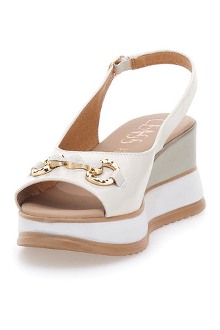 Sandali bianchi in pelle con zeppa e catena Made in Italy PITTARELLO CLASS 21243